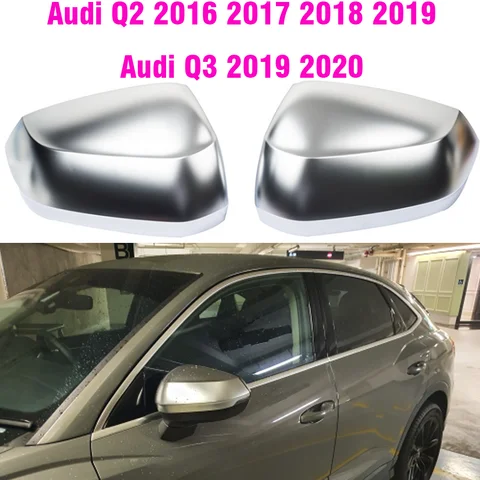 Для Audi Q2 2016-2019 Q3 F3 2019 2020 матовое серебряное боковое крыло автомобиля, крышка зеркала заднего вида, чехол из АБС-пластика, хромированная замена